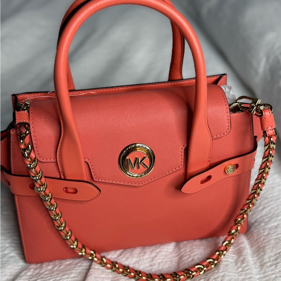 Michael Kors Orange Satchel with Gold-Tone Hardware